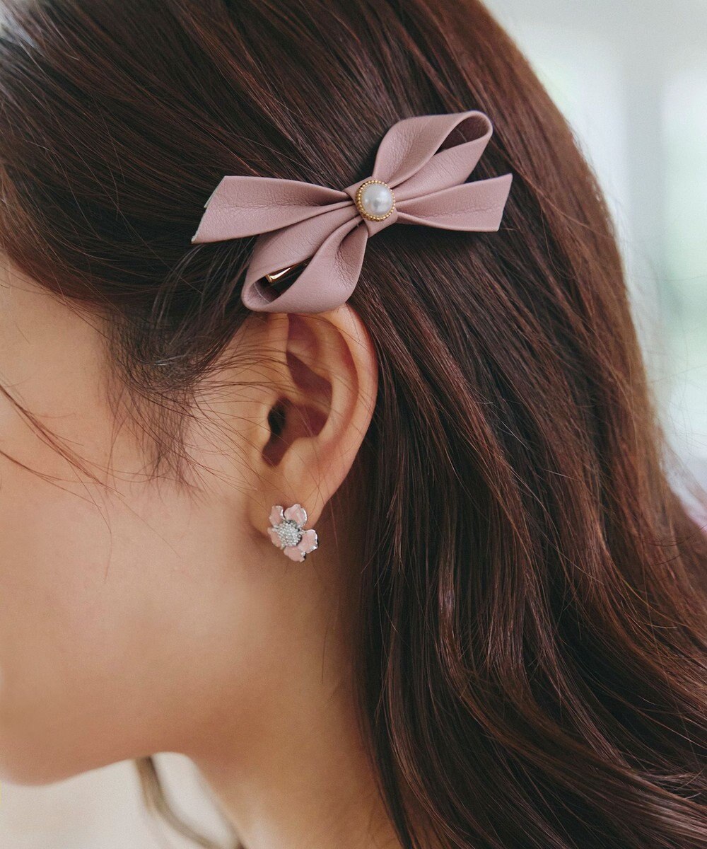 Tiaclasse 【2TYPE/ゴム＆クリップ】レザーリボンヘアアクセサリー 