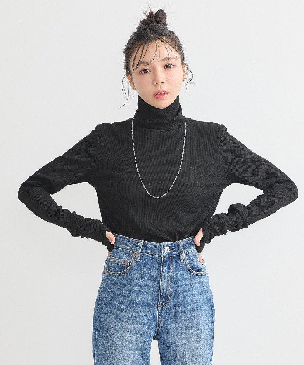 earth music&ecology リブタートルネックプルオーバー 