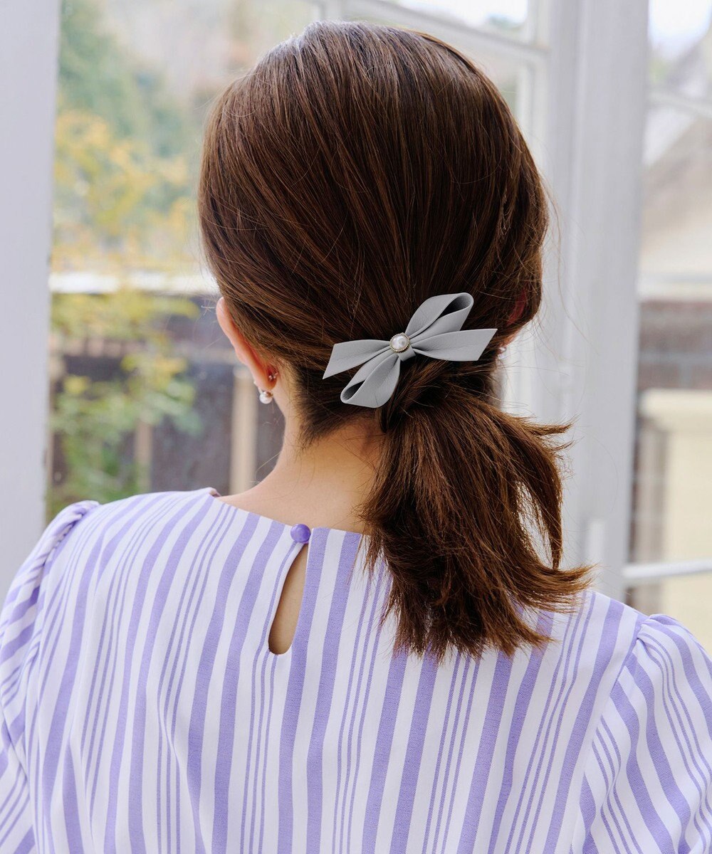 Tiaclasse 【2TYPE/ゴム＆クリップ】レザーリボンヘアアクセサリー 