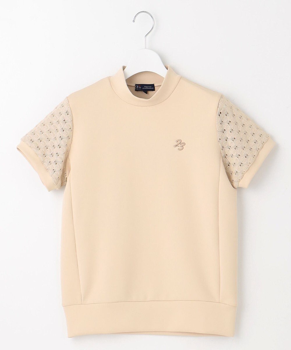 23区GOLF 【WOMEN】【UVケア・吸水速乾】レース袖 モックネックシャツ 