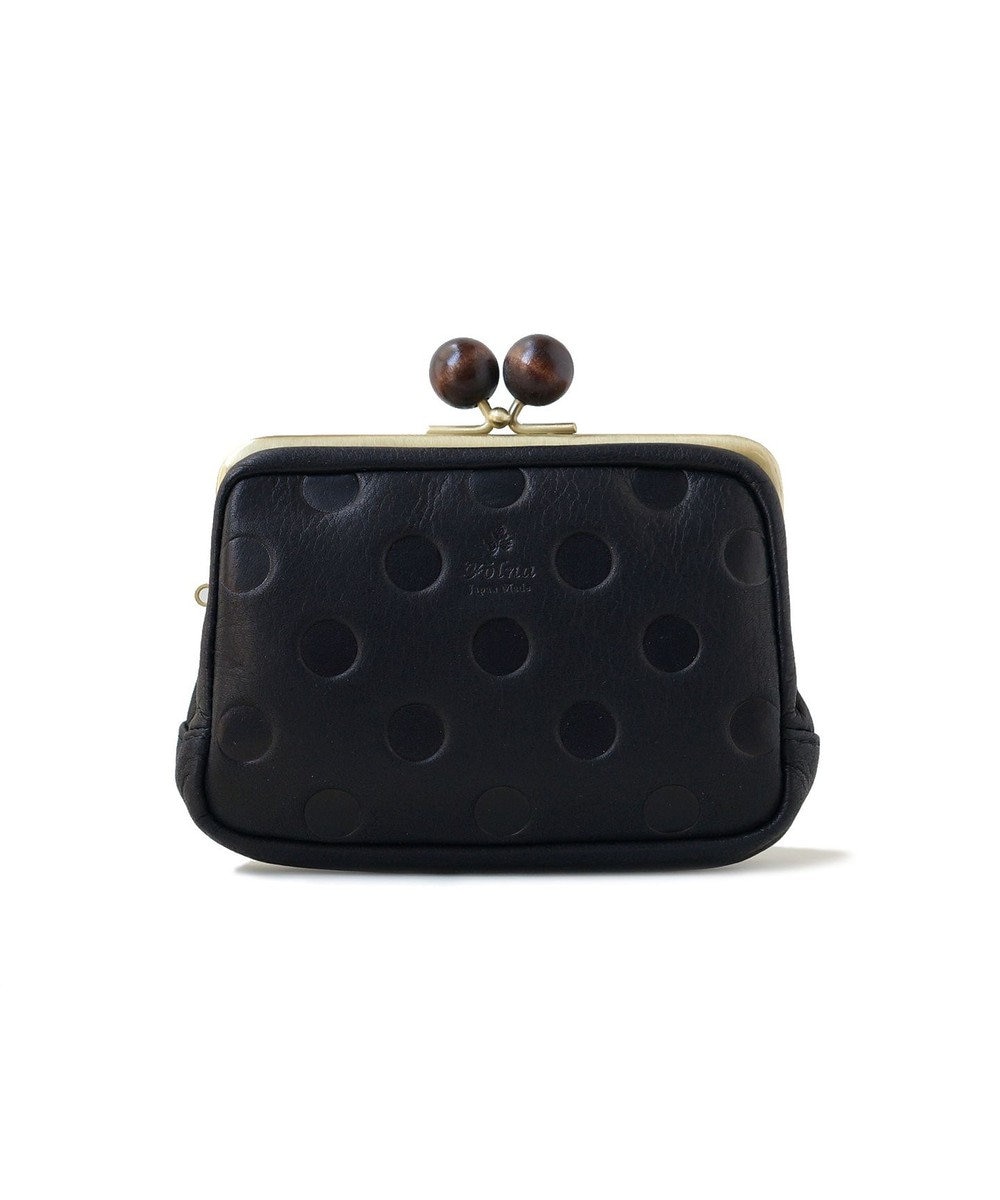 FOLNA RD ドット型押し ウッドボールがま口財布 マルチポーチ 