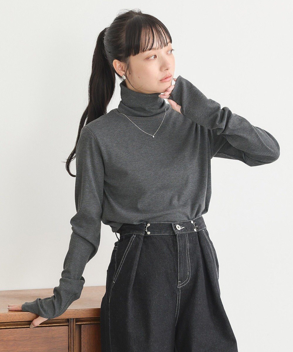 earth music&ecology リブタートルネックプルオーバー 