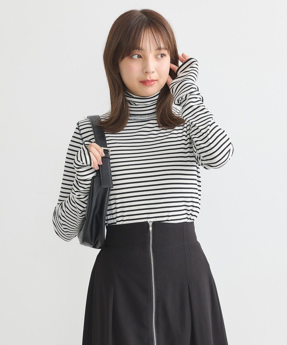 earth music&ecology リブタートルネックプルオーバー 