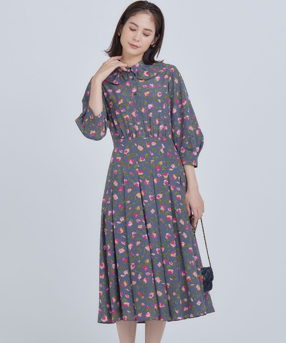 組曲 カッティングローズプリント ワンピース 