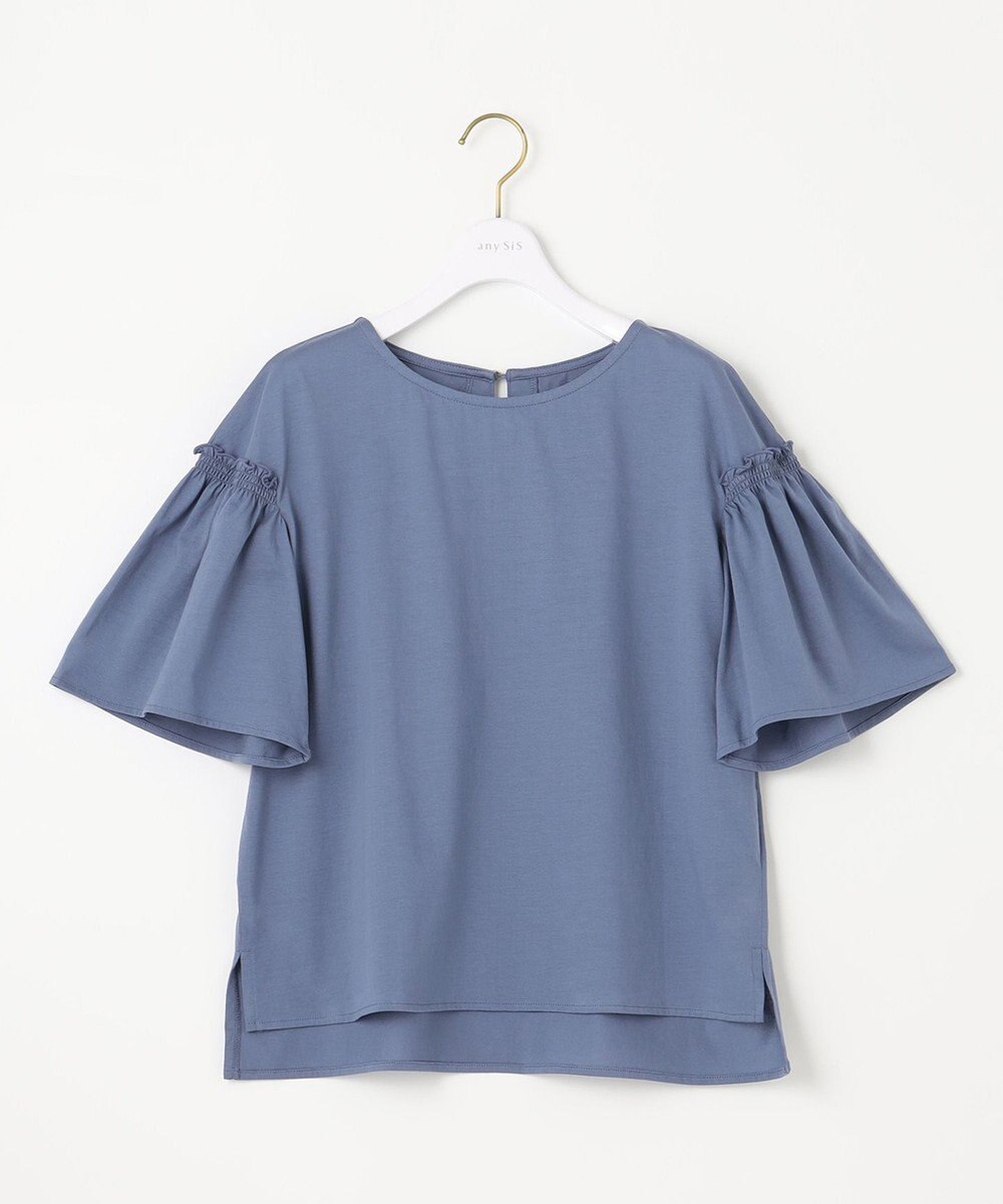 ANY SIS シルケットストライプ フレアスリーブ カットソー 