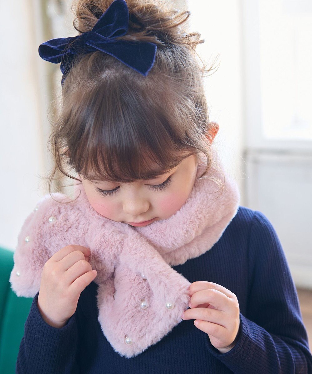 ANY KIDS パール×リボンファーマフラー 