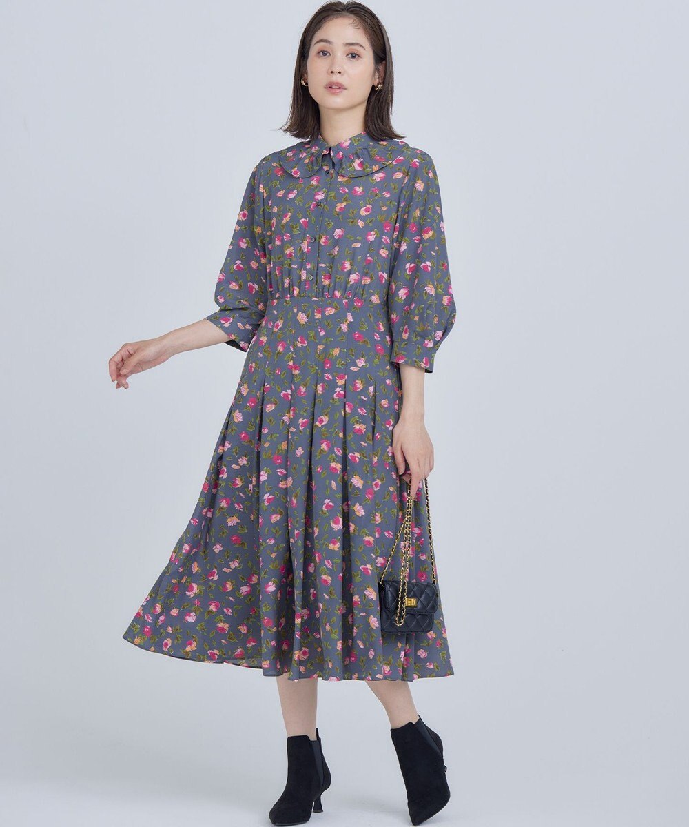 組曲 カッティングローズプリント ワンピース 