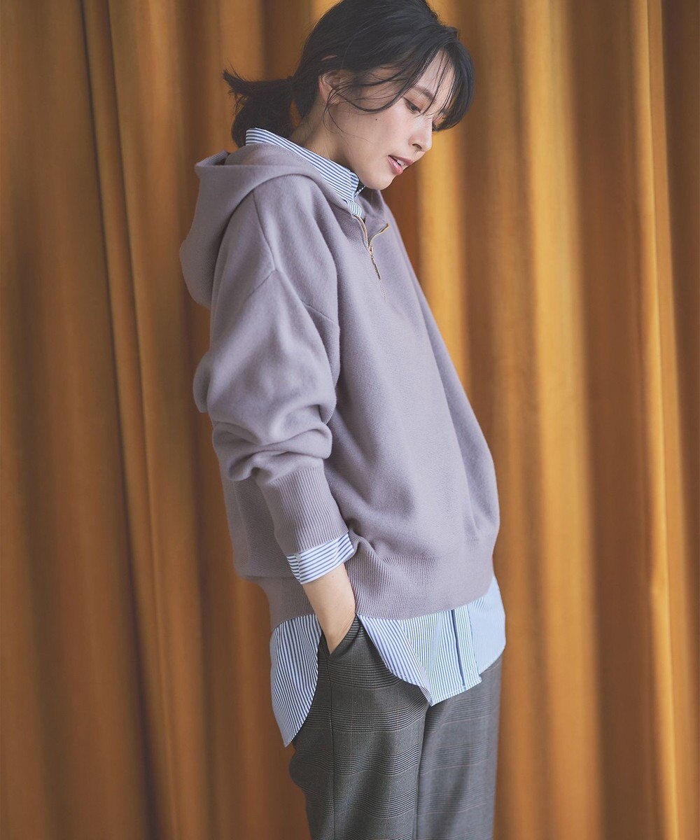 ANY 【洗濯機可】しあわせタッチハーフジップフーディー 