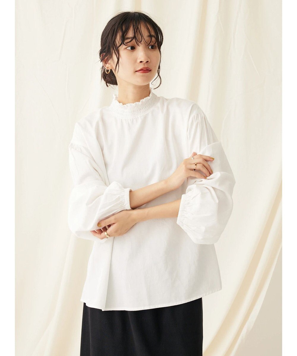 CRAFT STANDARD BOUTIQUE インドコットンシャーリングハイネックブラウス 