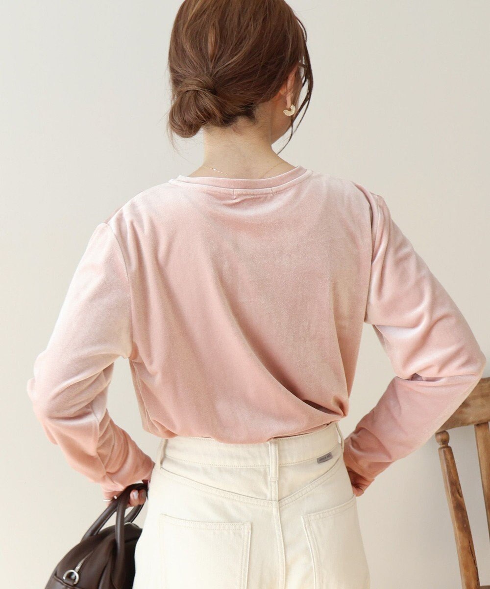 AMERICAN HOLIC ベロアクルーネックカットプルオーバー 