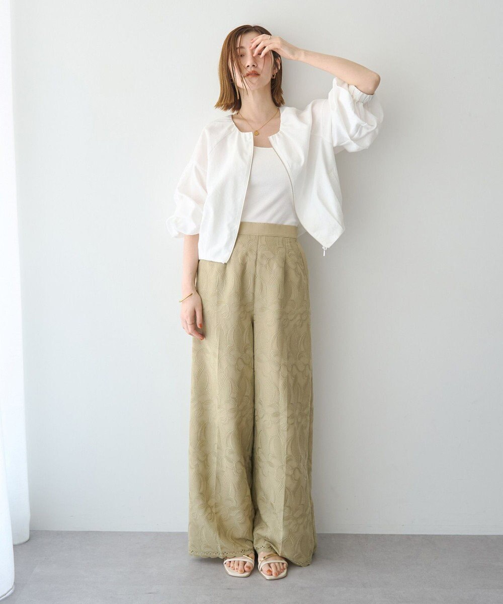 YECCA VECCA 刺繍ワイドパンツ 