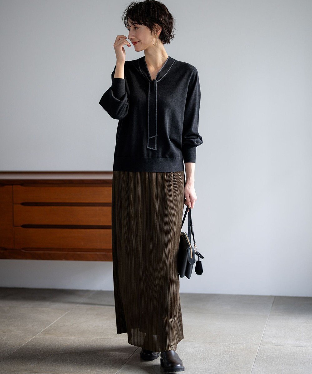 23区 【SLOW/一部店舗限定】トリコットプリーツ Iライン スカート 