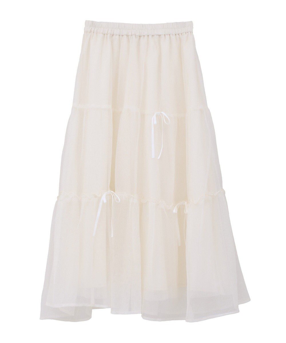 earth music&ecology リボンチュールティアードスカート 