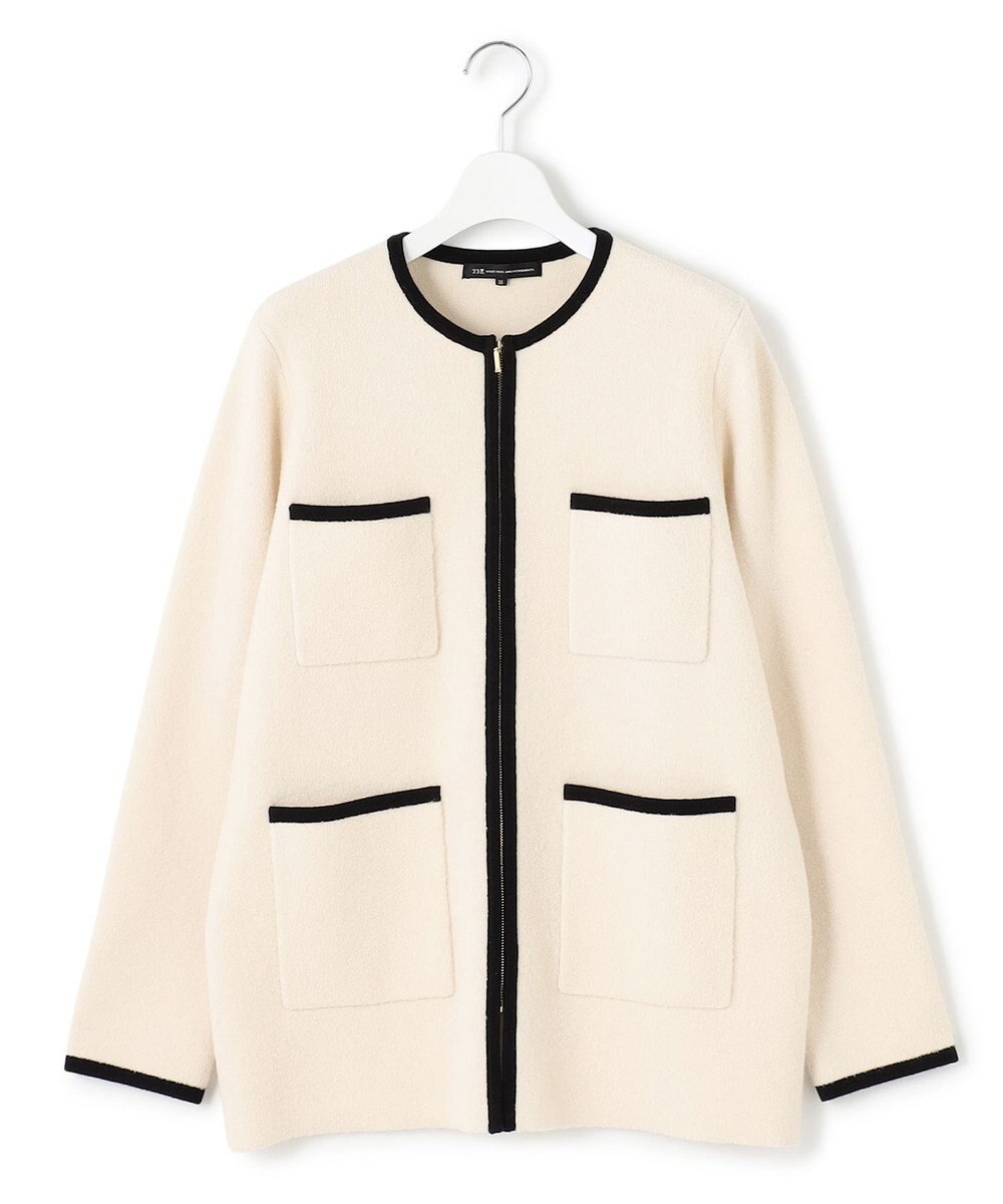 23区 【洗える】ミニブークレニット バイカラー ジャケット 