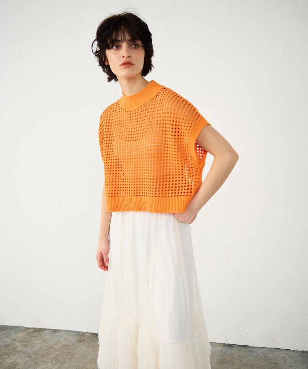 GRACE CONTINENTAL メッシュルーズニットトップ 