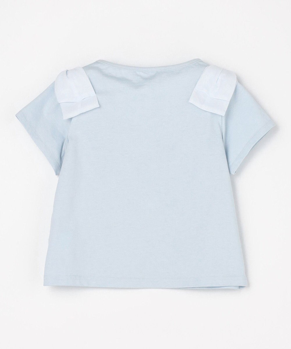 ANY KIDS 【綿100%】肩リボン×ラインストーンロゴ 半袖Tシャツ 