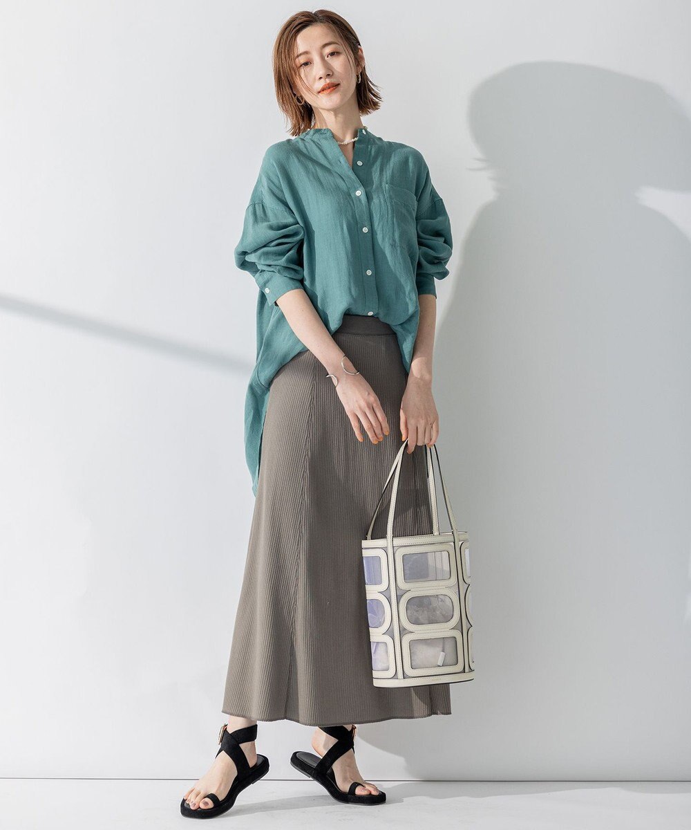 23区 S 【WEB限定カラーあり/洗える】LIBECO バンドカラー ビッグシルエット シャツ 