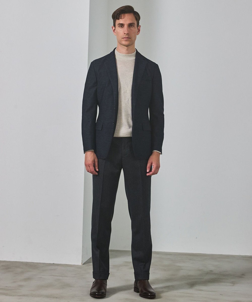 GOTAIRIKU 25年新作【洗える/チクチクしにくい/ピリングしにくい】イタリア糸 ハイゲージ カバーネックニット_WOOL100％ 