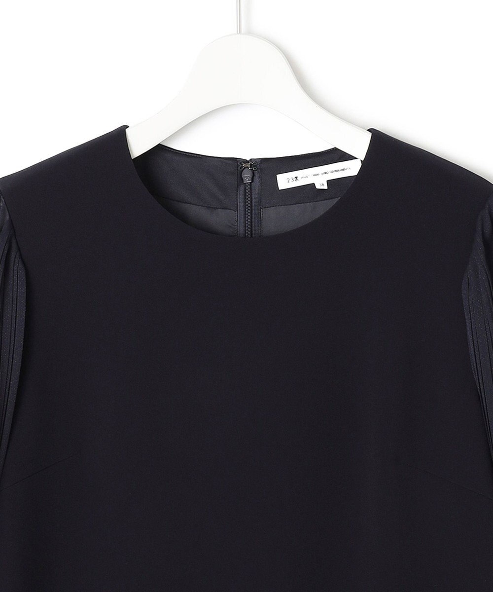 23区 【セットアップ対応】トリアセダブルジョーゼット シフォンスリーブ ワンピース 