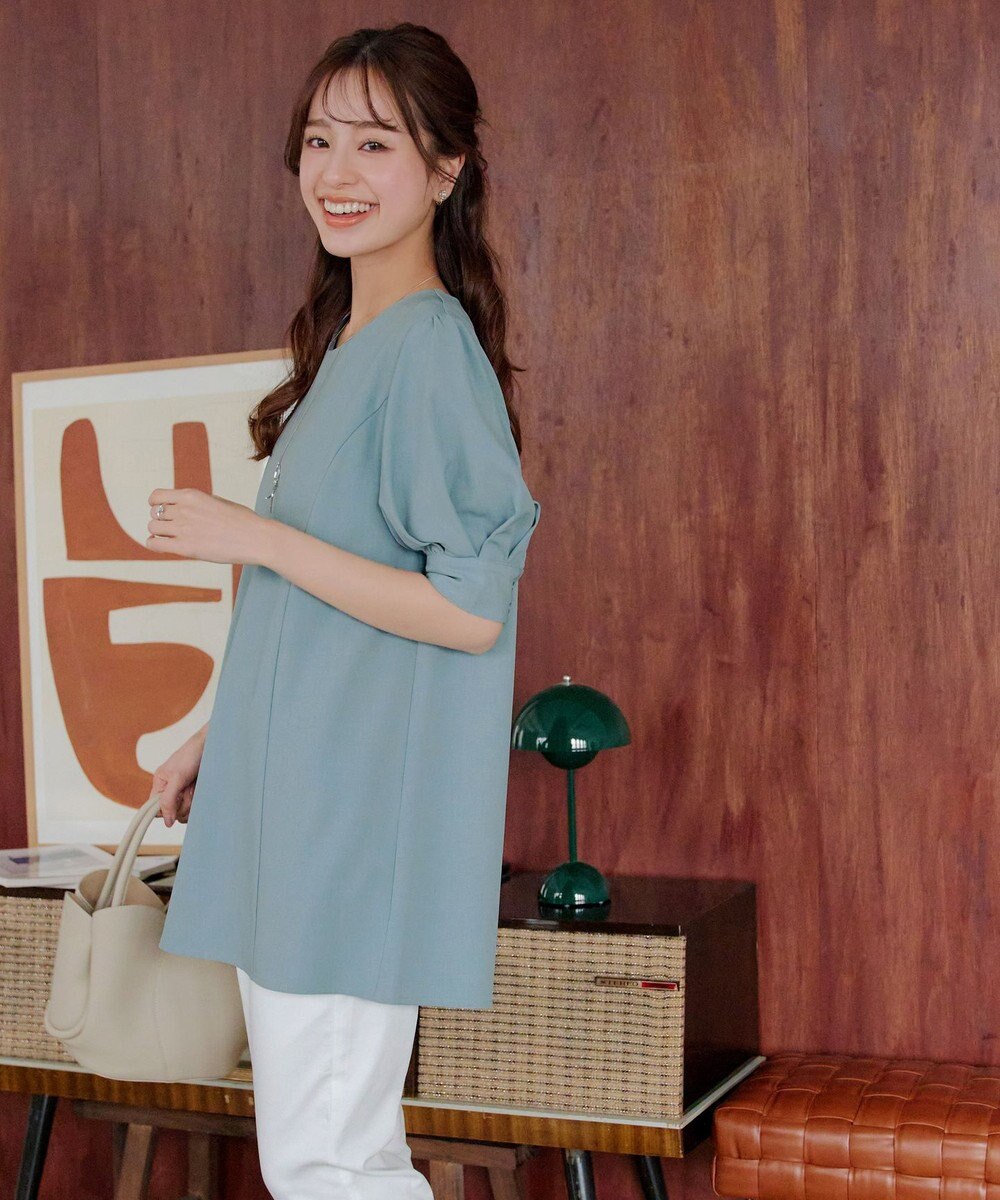 Tiaclasse 【小倉優子さん着用】【洗える】 パフスリーブチュニックブラウス 