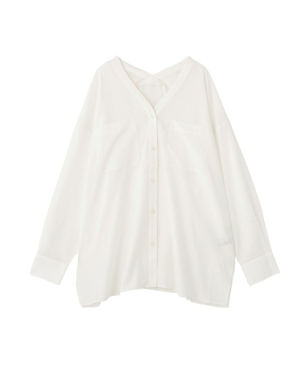 Green Parks 綿麻混Ｖネックオーバーサイズシャツ 