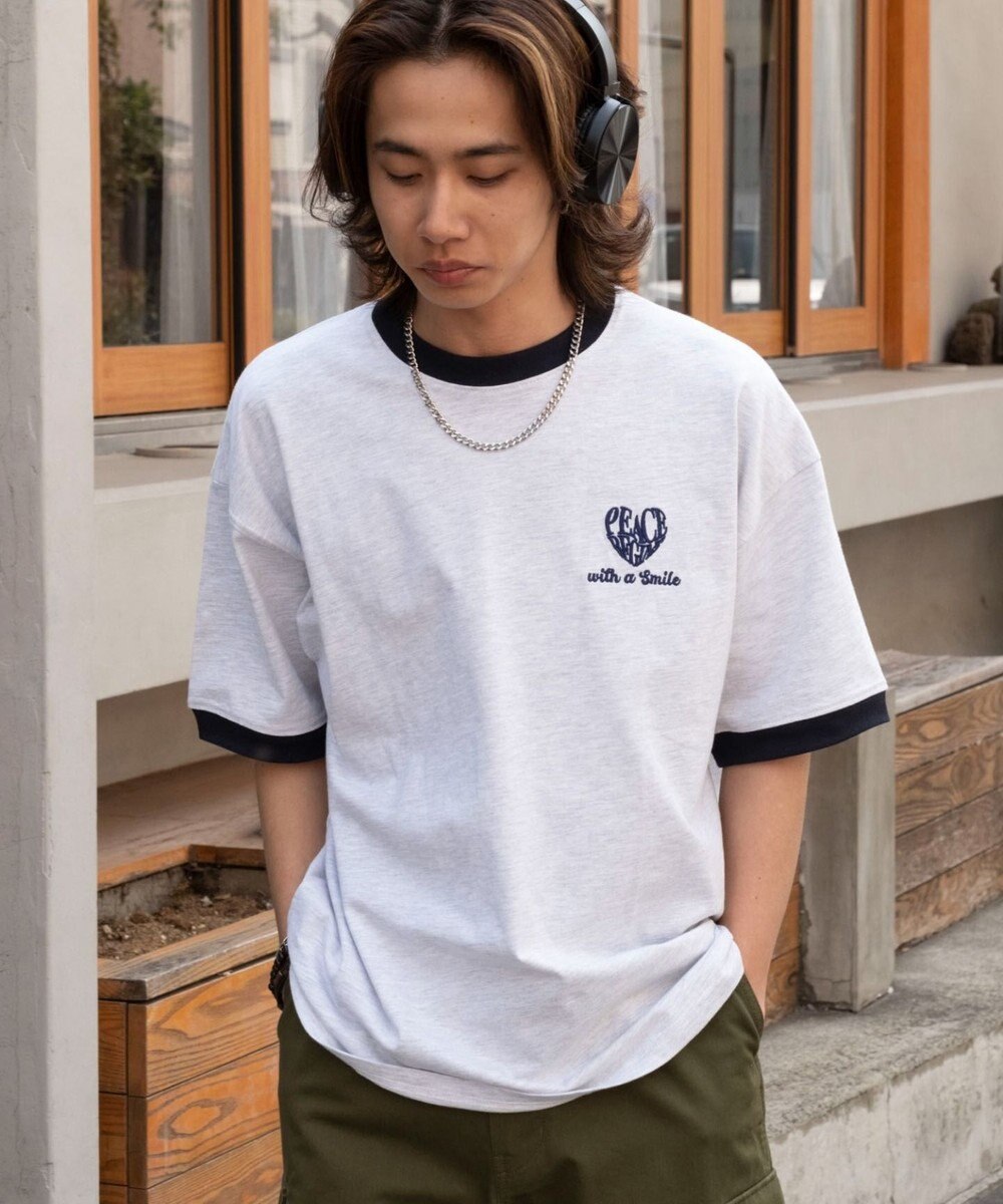 WEGO 【ユニセックス着用ITEM/MLサイズ展開】アクセ付きリンガーグラフィックT（SS） 