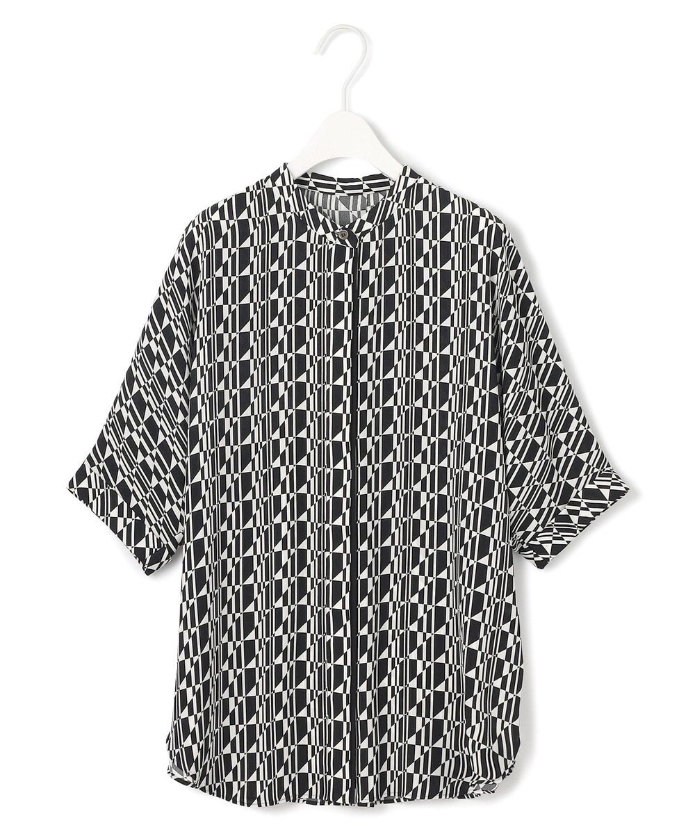 ICB L 【人気のため新色追加・接触冷感・UVケア・速乾・洗える】BackSatinAmunzen 5分袖バンドカラーブラウス 