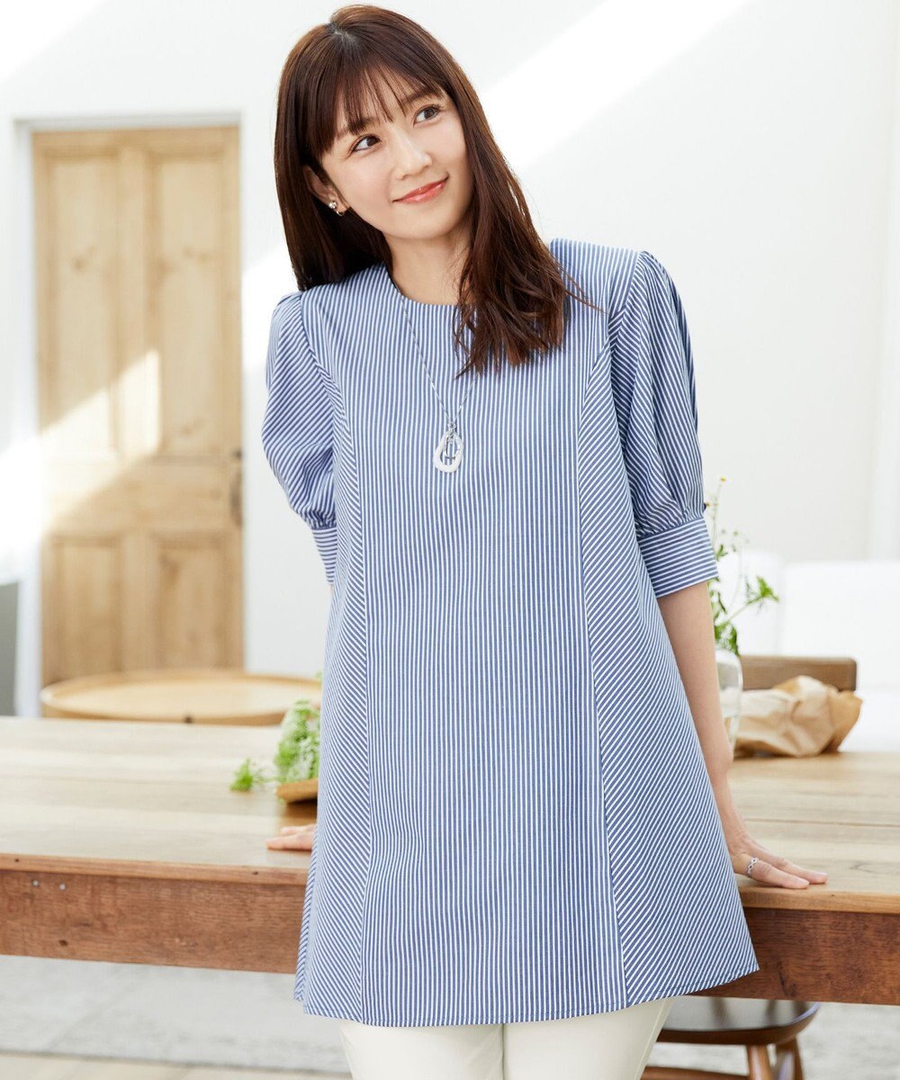 Tiaclasse 【小倉優子さん着用】【洗える】 パフスリーブチュニックブラウス 