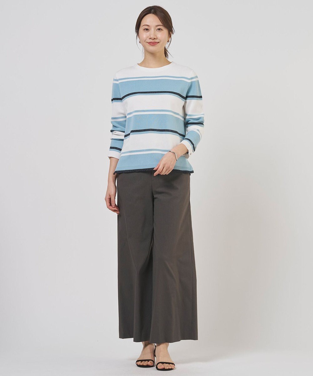 J.PRESS LADIES L Cotton Acetate ブロッキング ボーダー ニット 