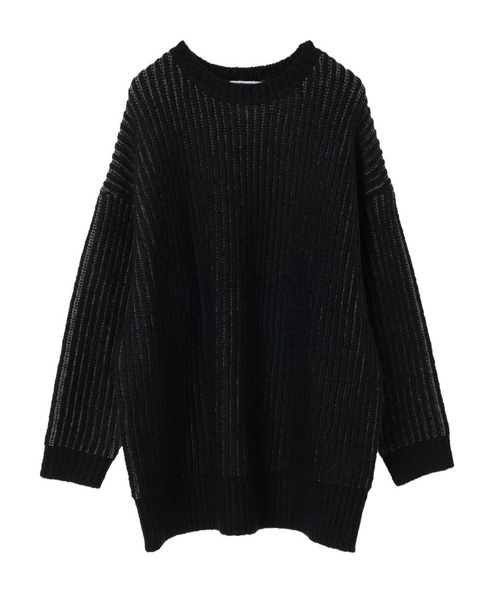 AMERICAN HOLIC バイカラー片畦ニットチュニック 