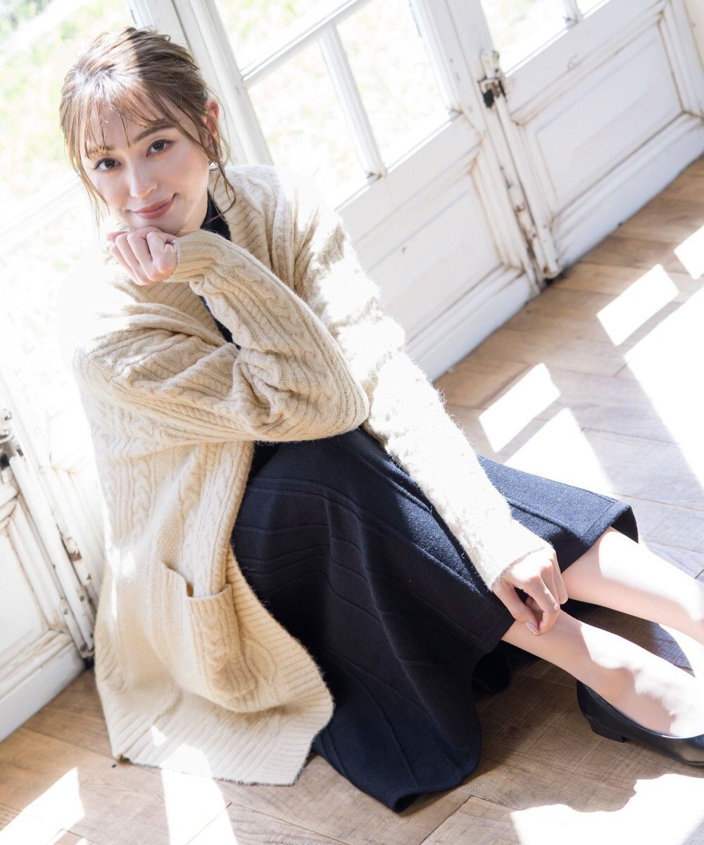 Tiaclasse 【洗える】大人華やかなアラン柄ニットカーディガン 