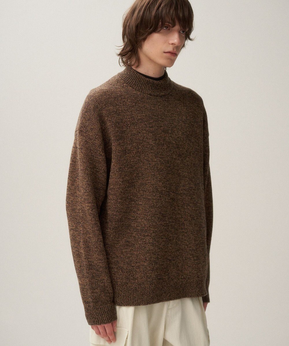 ATON BABY WOOL MOULINE | モックネックセーター - UNISEX BROWN