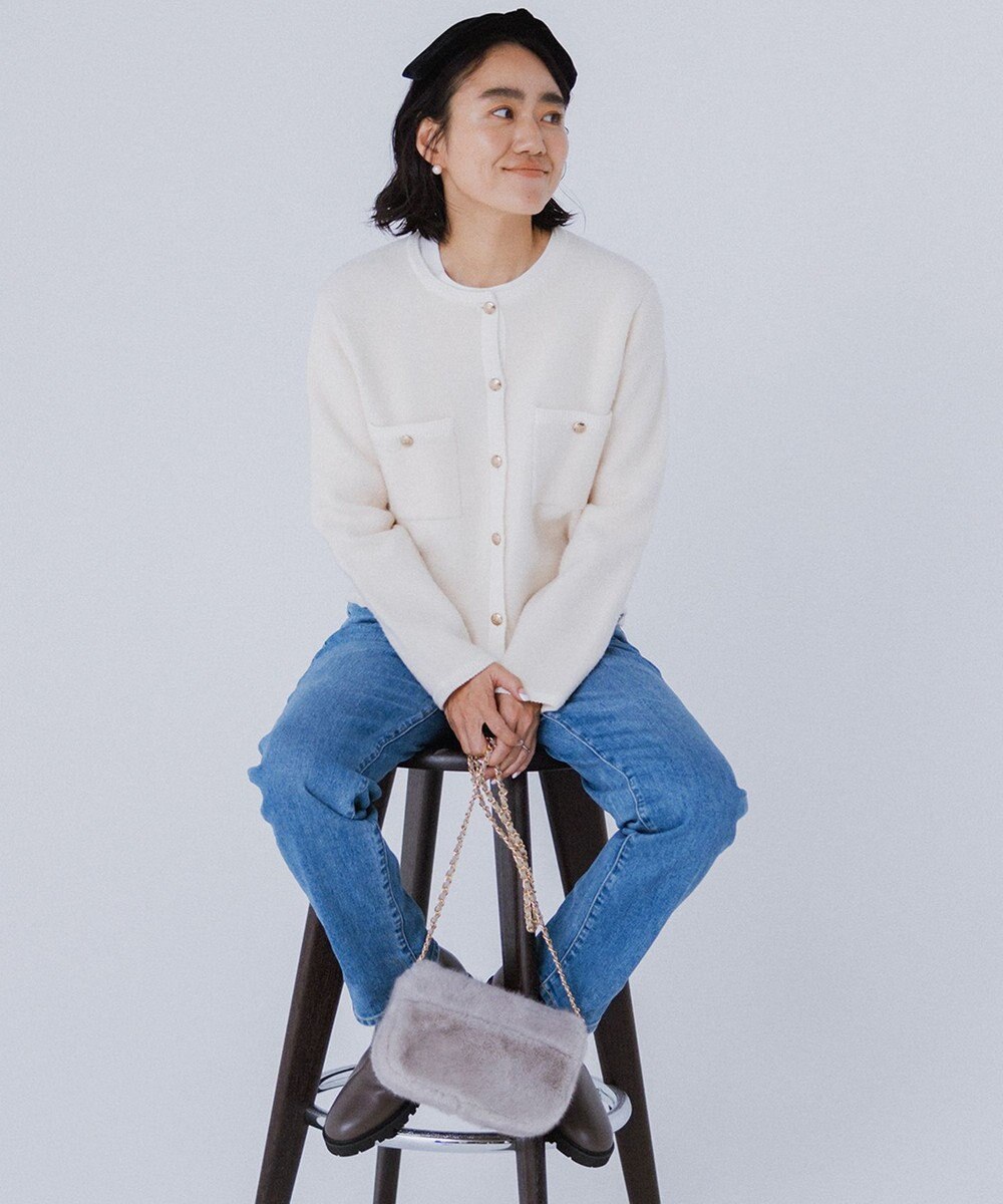 23区 S 【洗える】ミニブークレニット カーディガン 