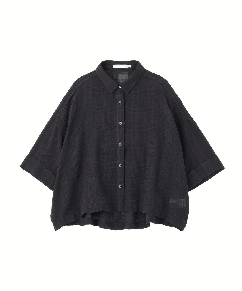 AMERICAN HOLIC シアーチェックショート丈シャツ 