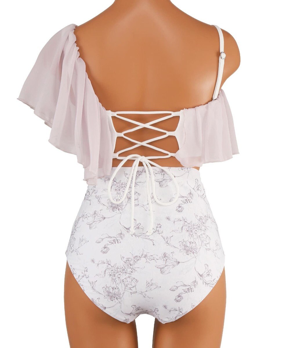 San-ai Resort（三愛水着楽園） 【2025年新作】軽い着け心地でしっかり盛れる【楽盛り水着】　ワンショルフリルワイヤービキニ　9M【San-ai Resort（サンアイリゾート）】 