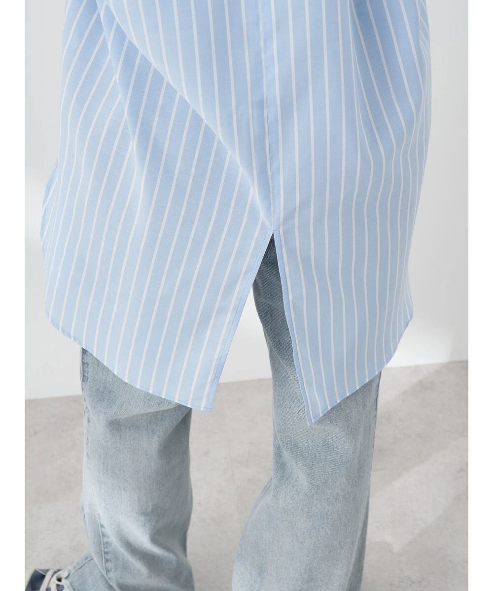 earth music&ecology バンドカラーストライプシャツ 