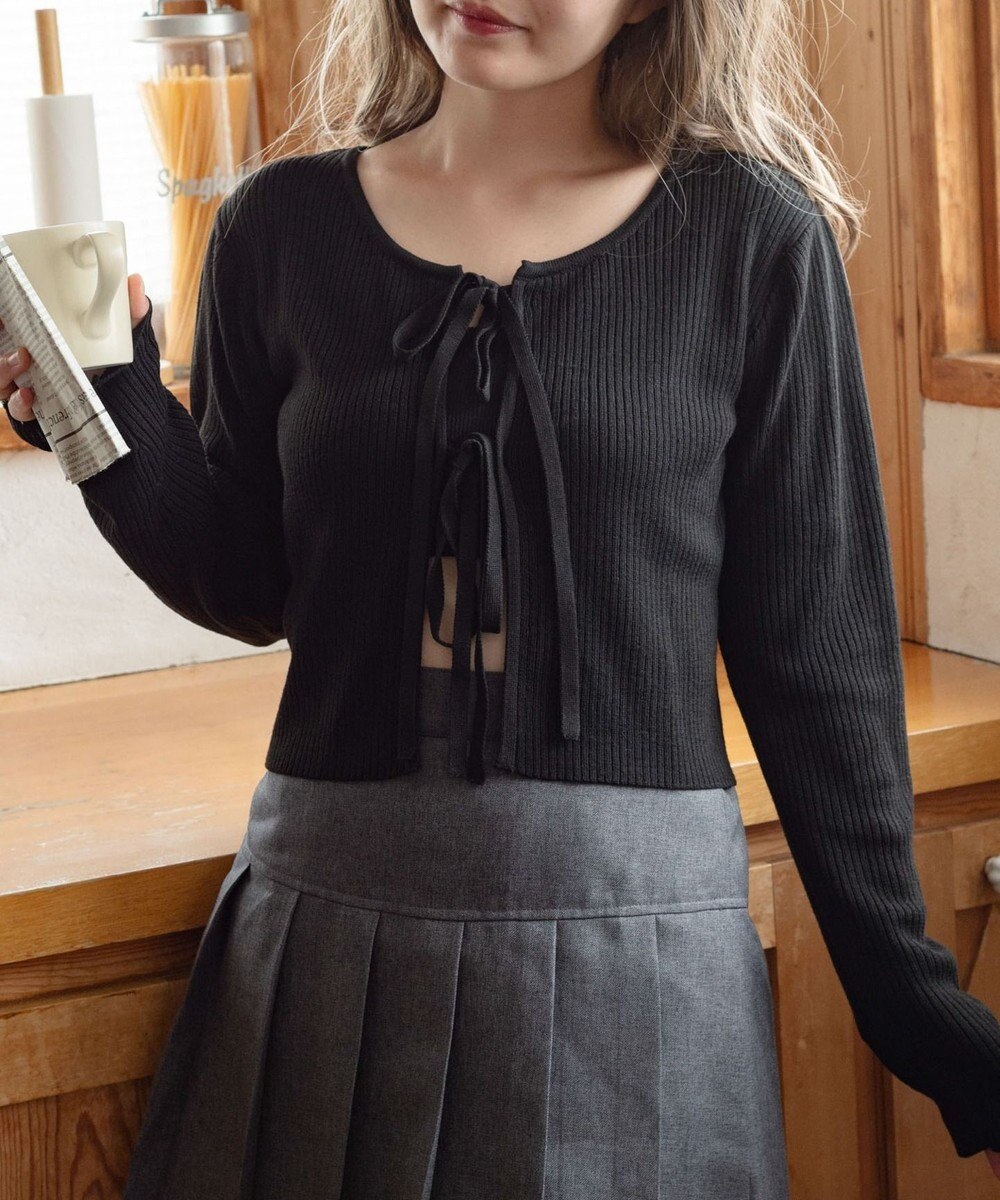 WEGO リボンリブカーディガン 