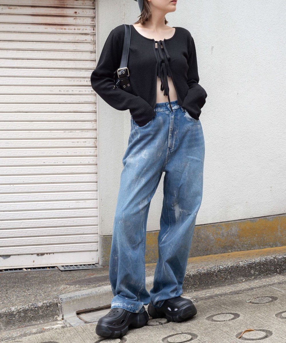 WEGO リボンリブカーディガン 