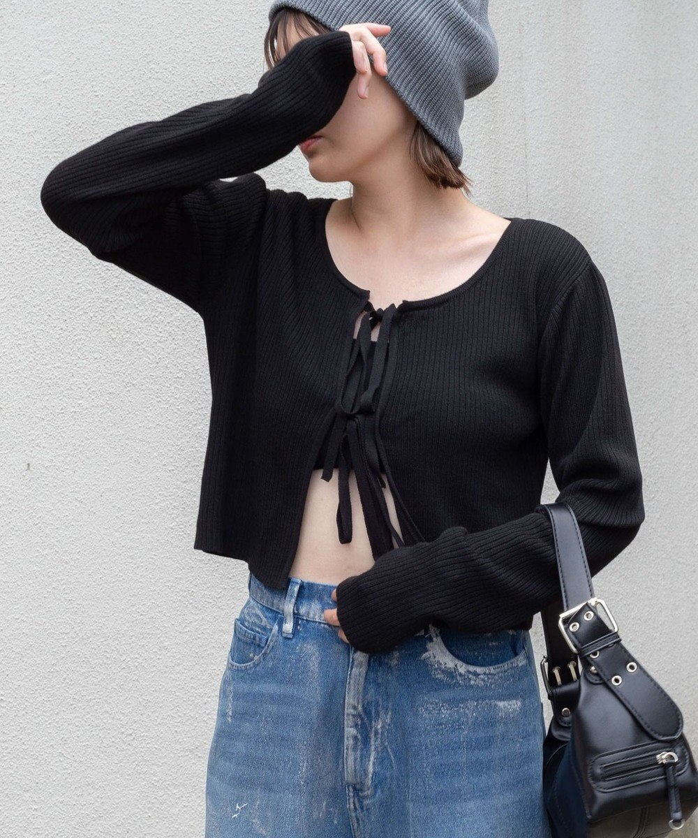 WEGO リボンリブカーディガン 