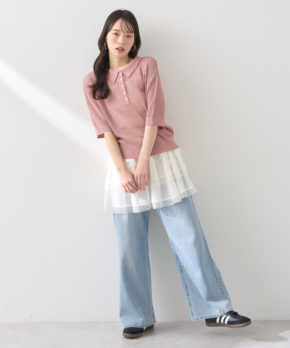 earth music&ecology メッシュポロニットプルオーバー 