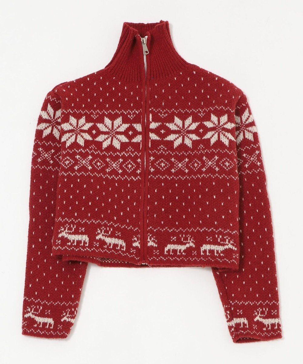 WEGO ユキガラダブルジップカーデ 