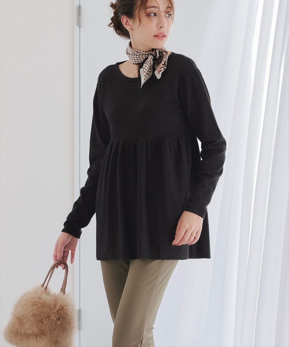 Tiaclasse 【洗える】ギャザーフレアニットチュニック 