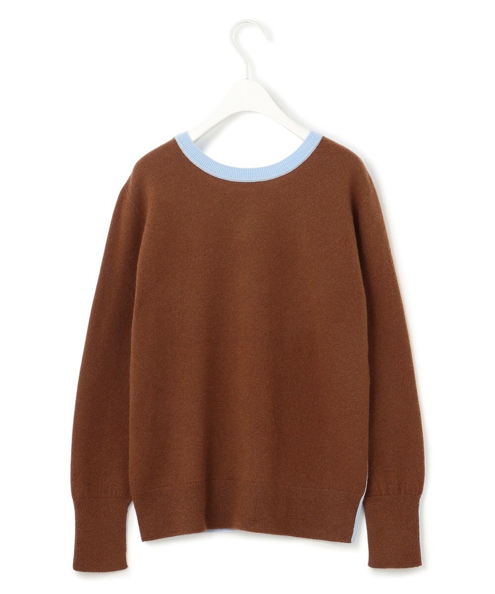 ICB 【CLASSY.1月号掲載・前後着用可能】ピュアカシミヤ バイカラーニット 