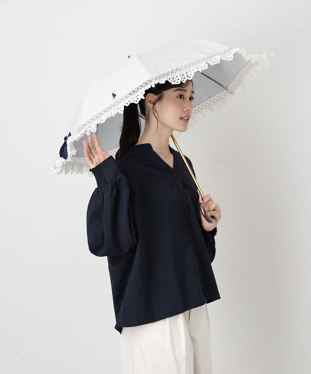 MOONBAT 【遮光/晴雨兼用日傘】POLO RALPH LAUREN(ポロ ラルフローレン) エンブフリル 折りたたみ傘 楽折 遮熱 UV 