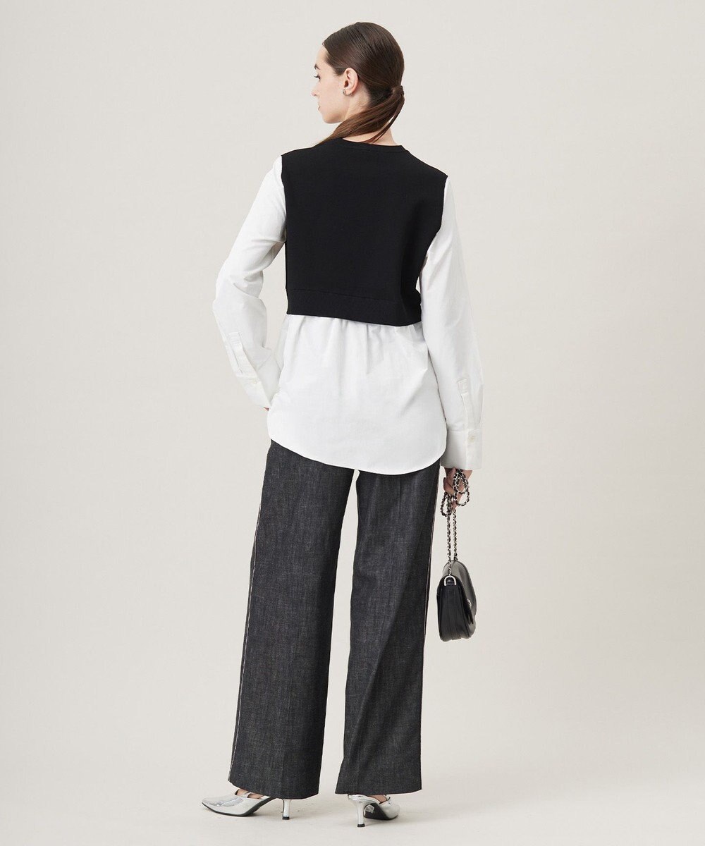 ICB 【洗える】 コットンリアクティブデニム ワイドストレートパンツ 