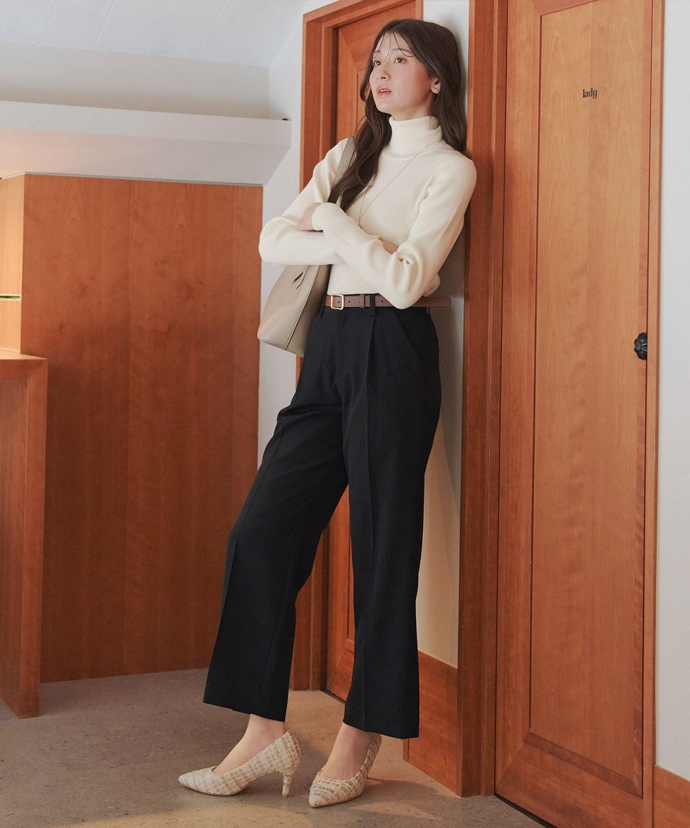 Tiaclasse L 【新色追加・洗える】リブタートルニット 