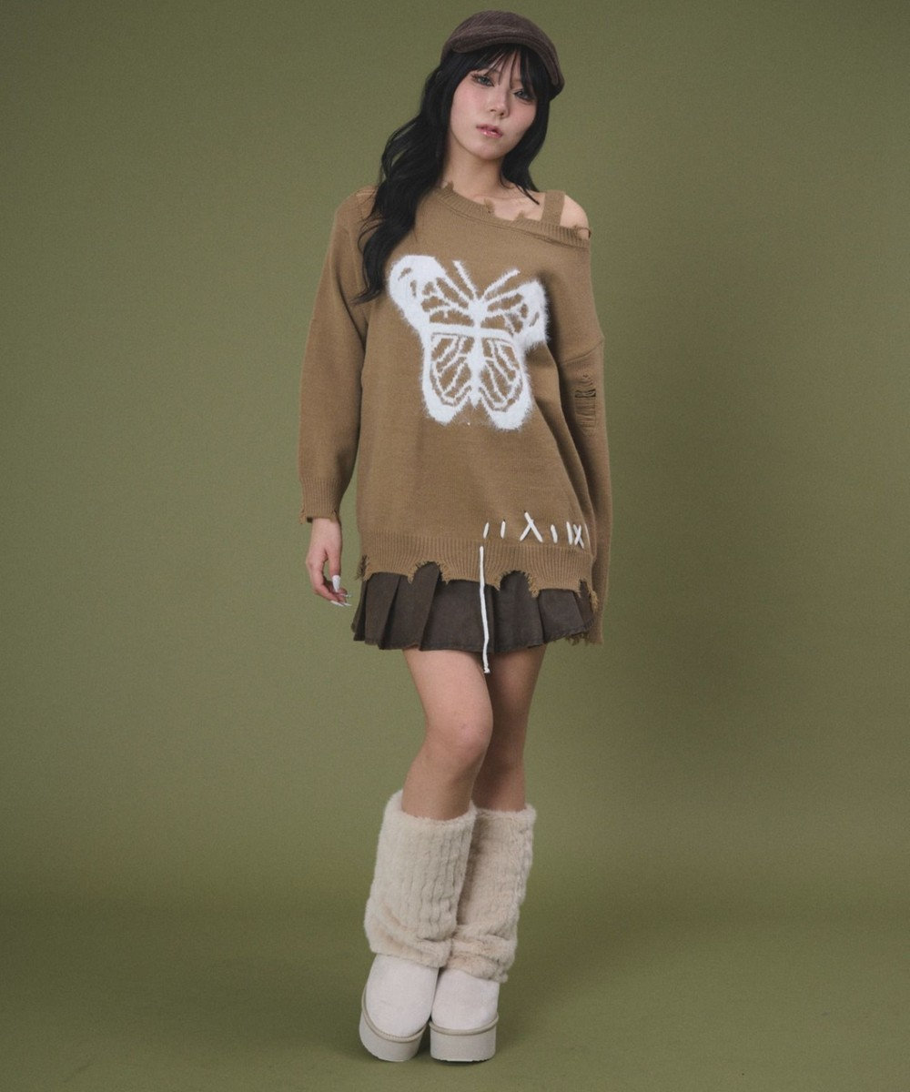 WEGO バタフライダメージニット 