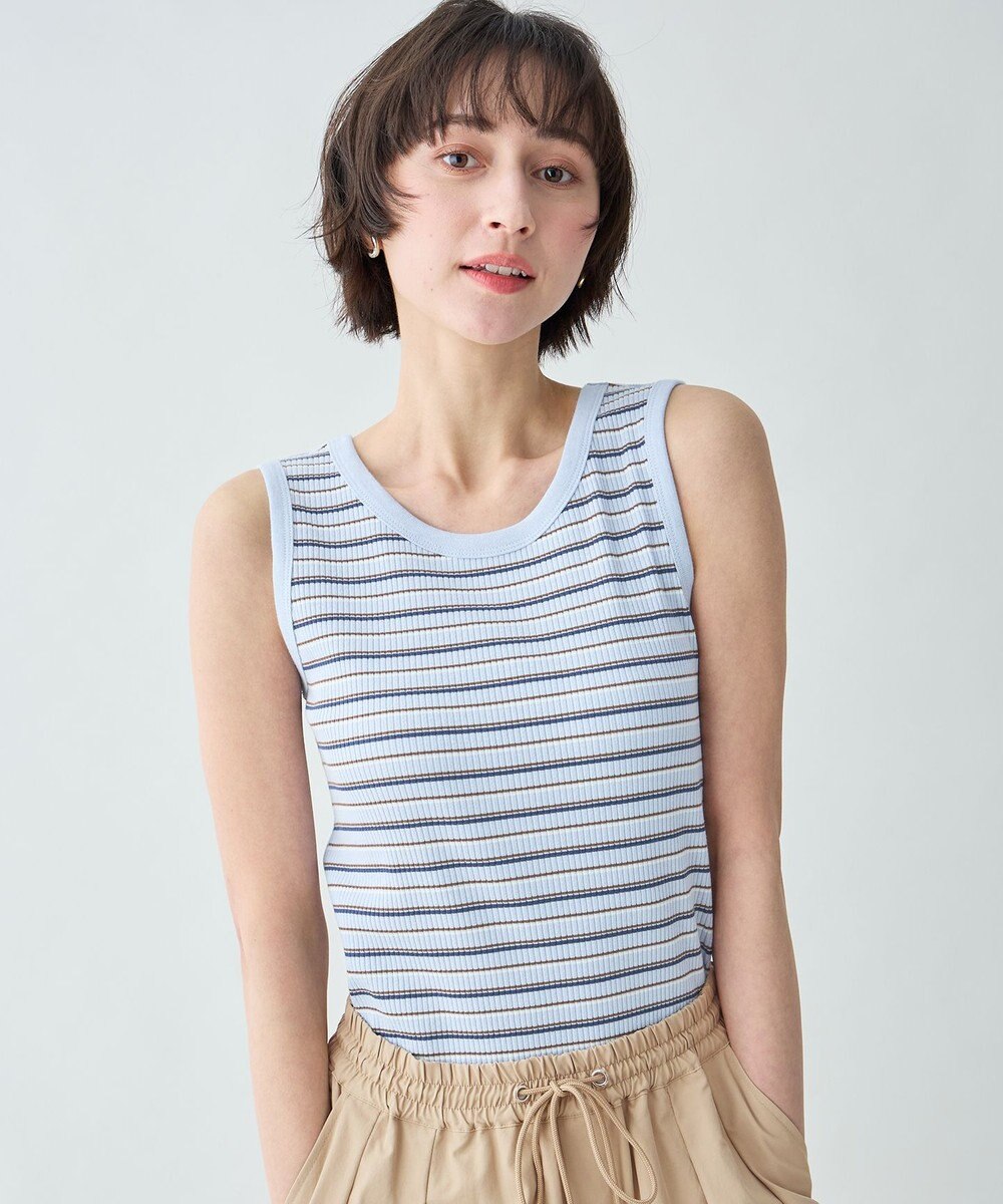 ANY テレコラウンドヘムタンクトップ 