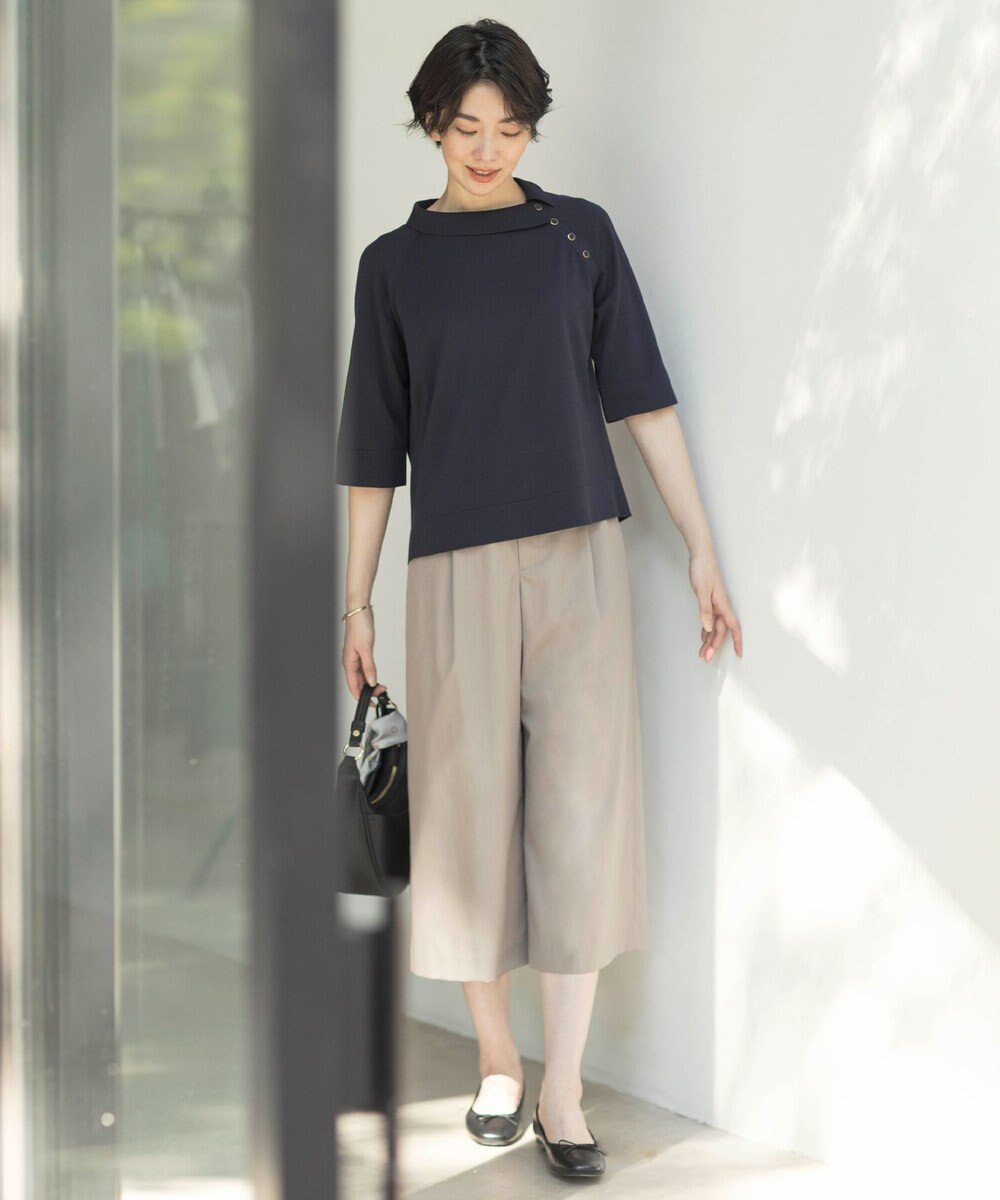 J.PRESS LADIES L 【洗える】COTTON POLYESTER 襟付き ニット 