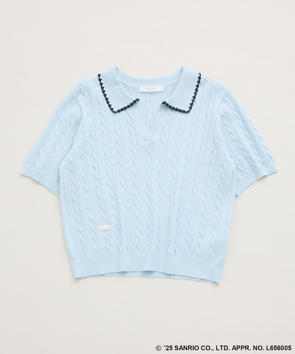 Green Parks チャーミーキティ／衿付き半袖ケーブルニット 